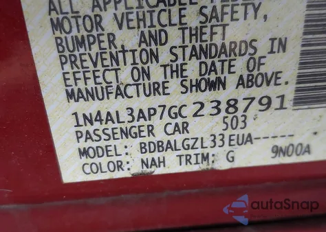 2016 Nissan Altima 2.5 S from USA, damaged, VIN 1N4AL3AP7GC238791